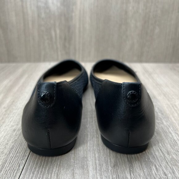 Michael Kors Leilah Flats Womens 6M Leather Mesh Pointed Toe Slip-On Shoes Black - Picture 5 of 11